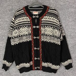 NORWEAR Men's Wool Nordic Fair Isle Button Front Cardigan Sweater Size Small